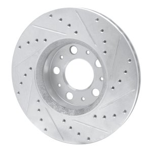 Volvo S80 Brake Rotor (1) - Front Left - R1 Concepts - Drilled & Slotted - Silver - `99-`09